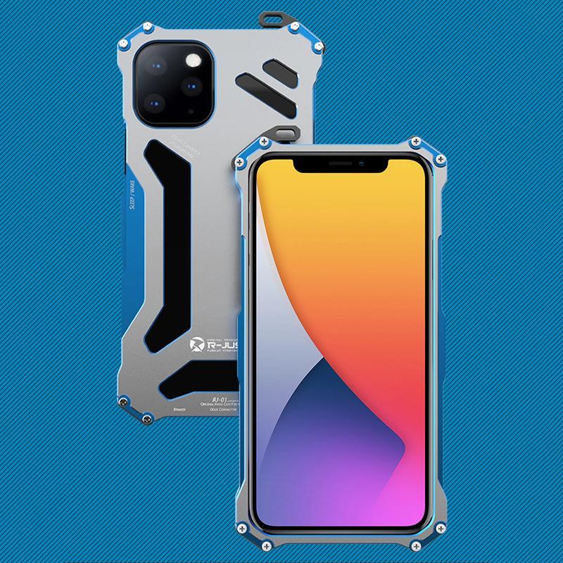 I-phone 11, 12, 13, 14, 15 Aluminium Frame Metallic Case