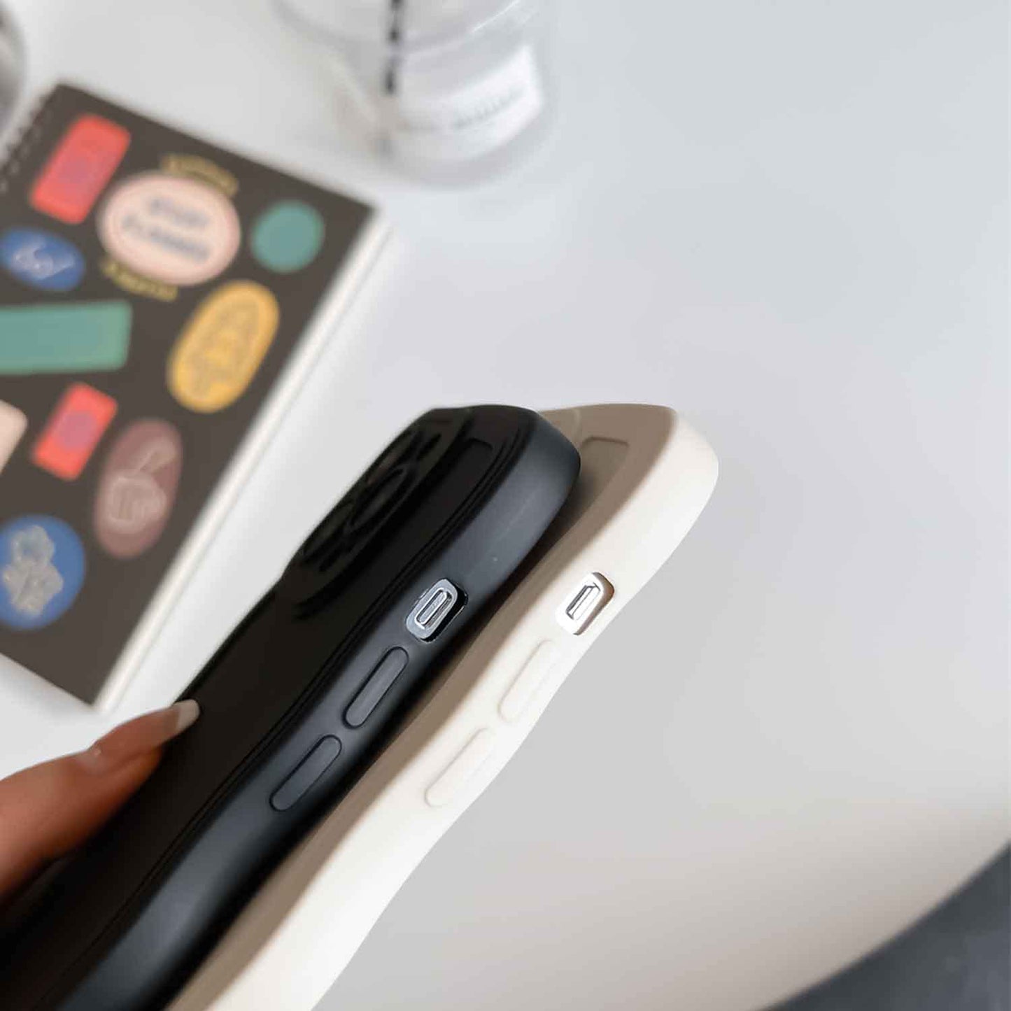 I-phone Back Cover for Apple iPhone 11, 12, 13, 14, 15 Series Curly Wave Shape Shockproof Bumper Soft Silicone Case with Camera Protection (Black)