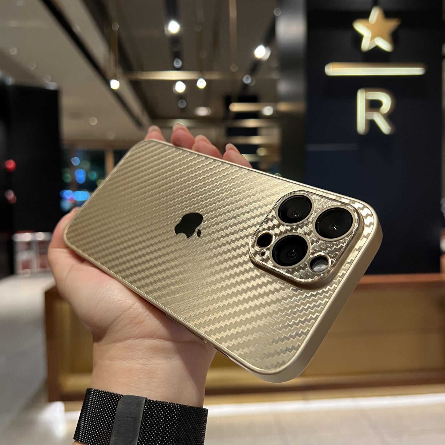 iPhone 11, 12, 13, 14, 15 Series: New Carbon Fiber Pattern Case AG Glass Cover with Camera Lens Protection