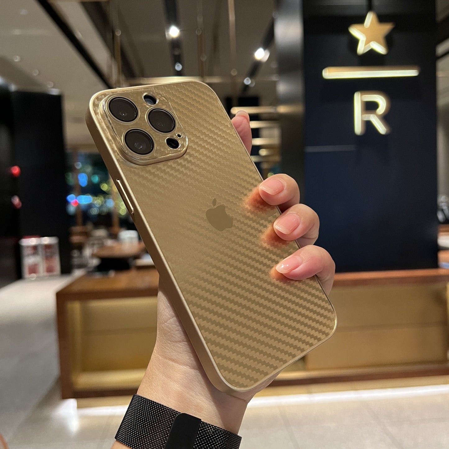 iPhone 11, 12, 13, 14, 15 Series: New Carbon Fiber Pattern Case AG Glass Cover with Camera Lens Protection