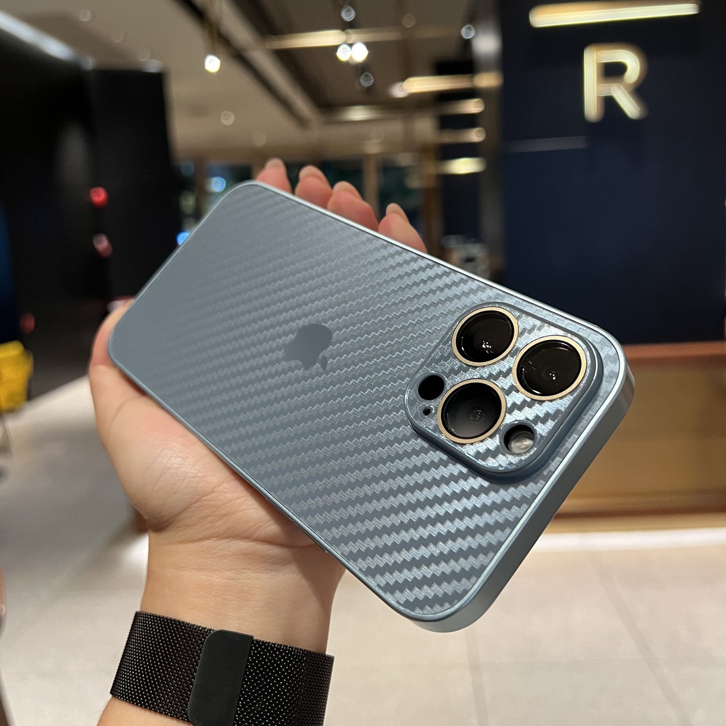 iPhone 11, 12, 13, 14, 15 Series: New Carbon Fiber Pattern Case AG Glass Cover with Camera Lens Protection