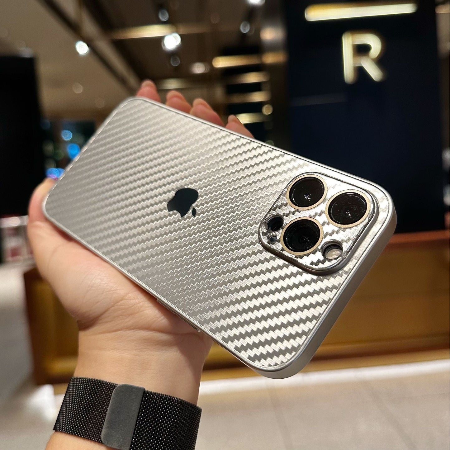 iPhone 11, 12, 13, 14, 15 Series: New Carbon Fiber Pattern Case AG Glass Cover with Camera Lens Protection