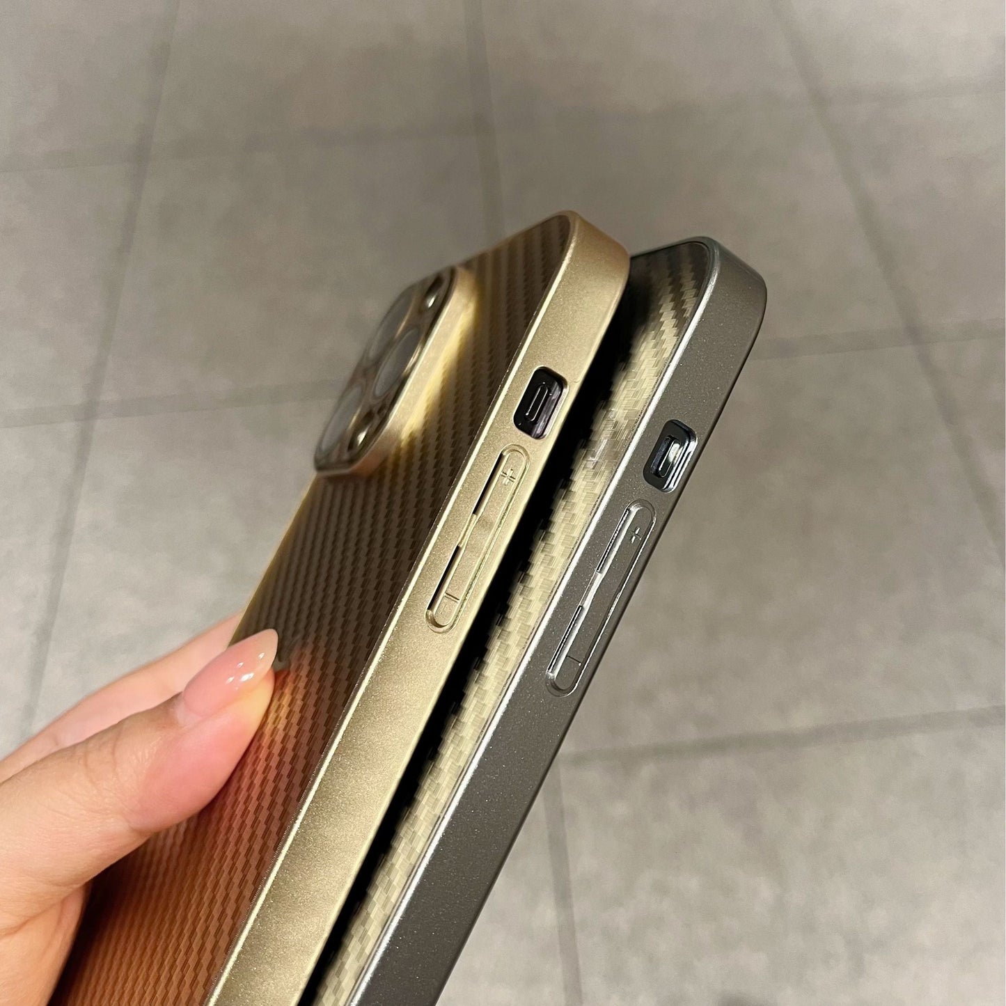 iPhone 11, 12, 13, 14, 15 Series: New Carbon Fiber Pattern Case AG Glass Cover with Camera Lens Protection