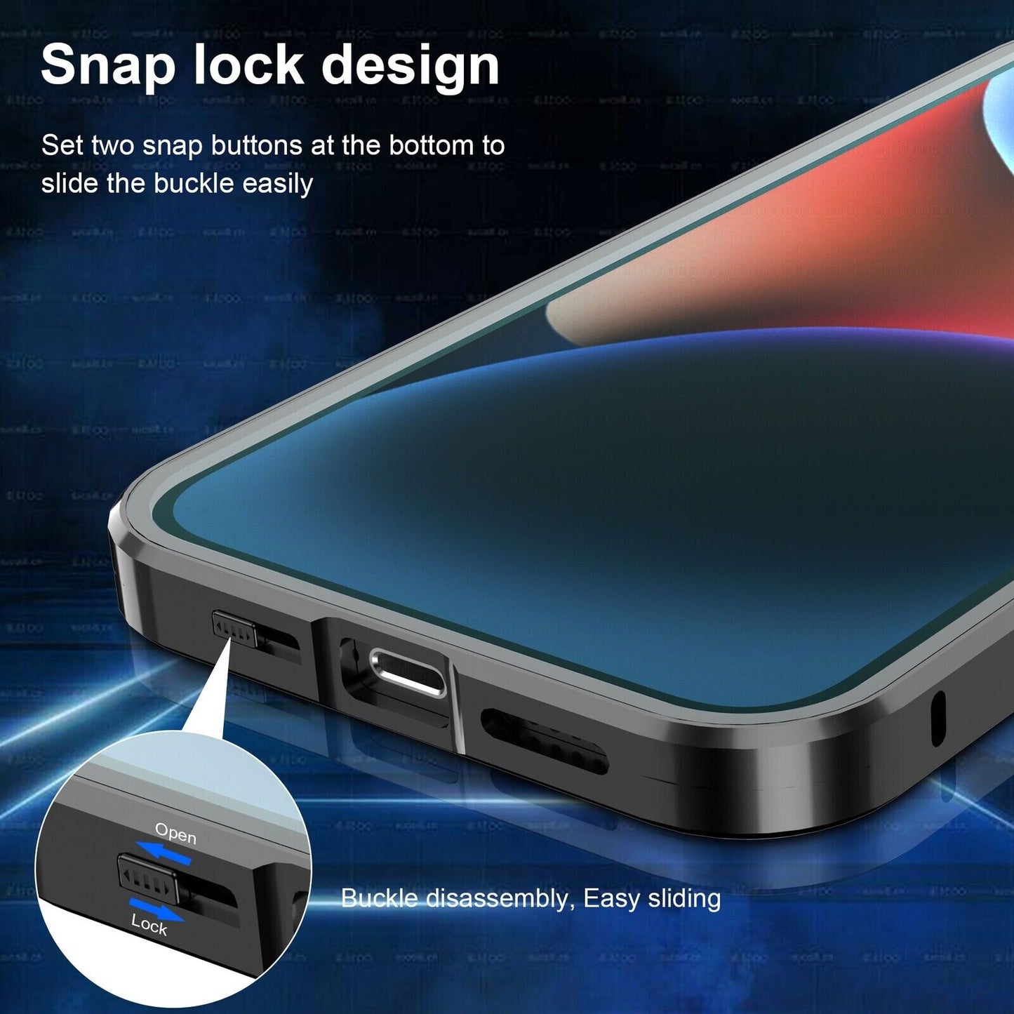 iPhone Metal Cover : [Front Screen Guard + Back Case] Magnetic Lock with MagSafe Stand
