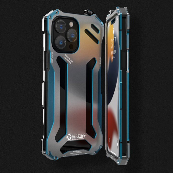 I-phone 11, 12, 13, 14, 15 Aluminium Frame Metallic Case