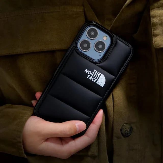 The North Face Puffer Edition Black Bumper Back Case For Iphone 11, 12, 13, 14, 15 Series