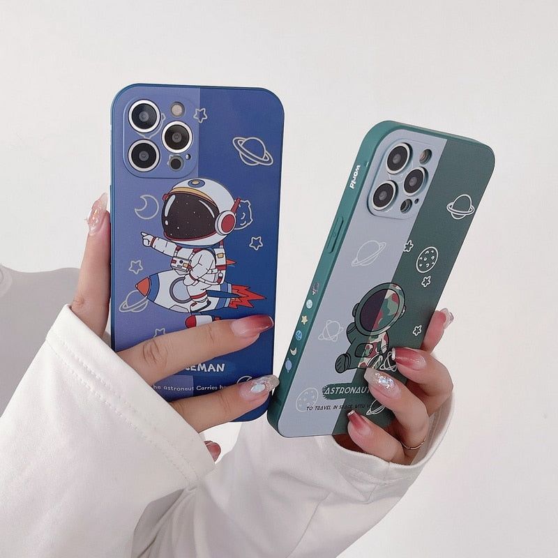 Bumper Print Space Soft Cute Phone Cases for iPhone 6 6s 7 8 Plus X Xs XR 11 12 13 Pro Max