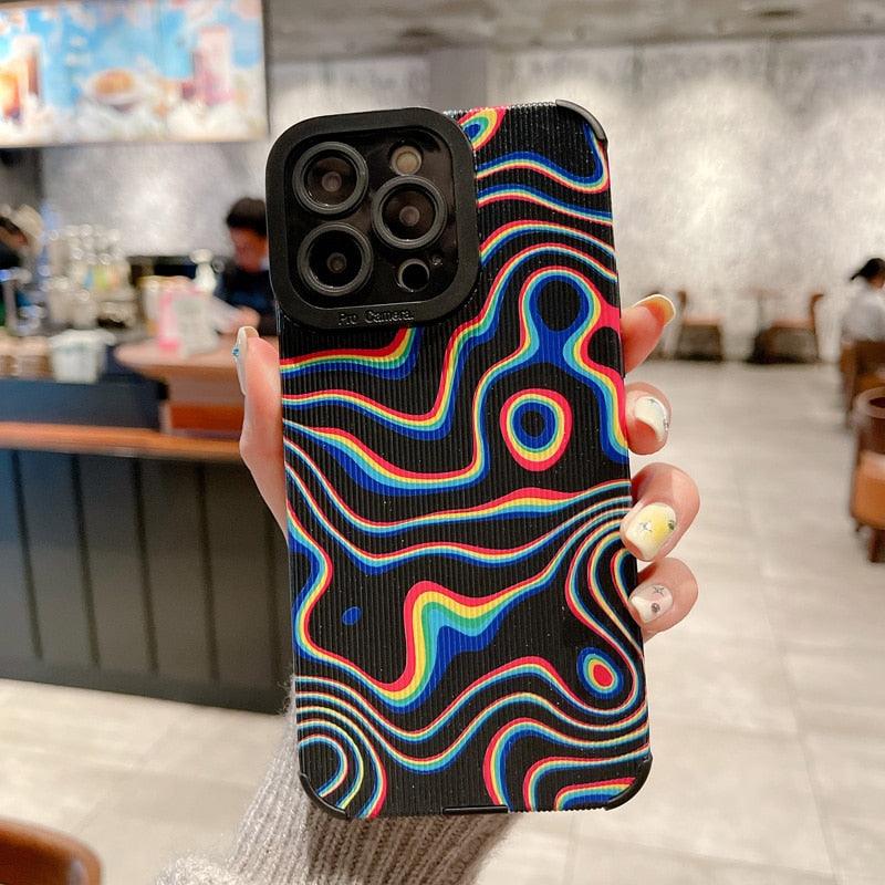 Cute Illusion Line Fashion Phone Case Cover for iPhone ,11, 12, 13, 14 Pro Max, 14 Plus