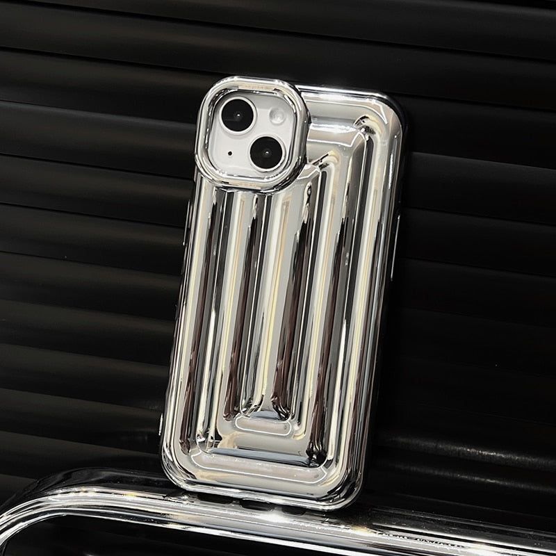 Cute Phone Cases For iPhone 14 13 12 11 Pro Max 14 Plus - Luxury Plating 3D Stripe