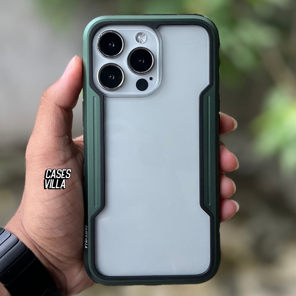 iPhone 11, 12, 13, 14, 15 Case - Alpine Green Defence Shield Metal Cover | Military Grade Protection