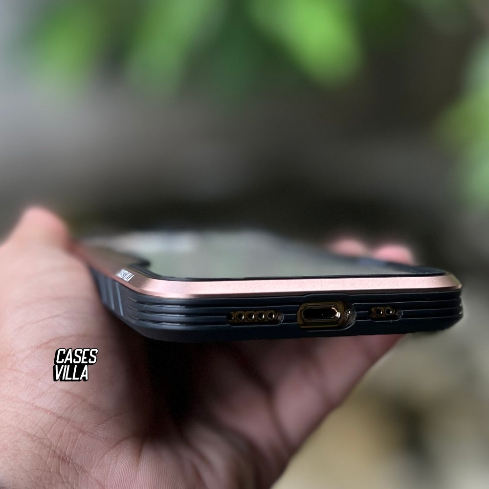 iPhone 11, 12, 13, 14, 15 Series Case - Gold Defence Shield Metal Cover | Military Grade Protection