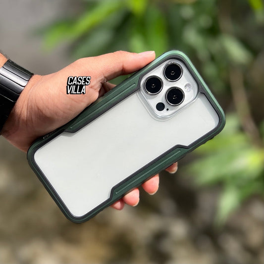 iPhone 11, 12, 13, 14, 15 Case - Alpine Green Defence Shield Metal Cover | Military Grade Protection
